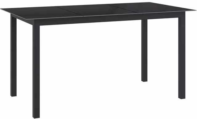 Berkfield Home Modern Black Aluminium and Glass Garden Table W/D/H: 150 x 90 x 74 cm