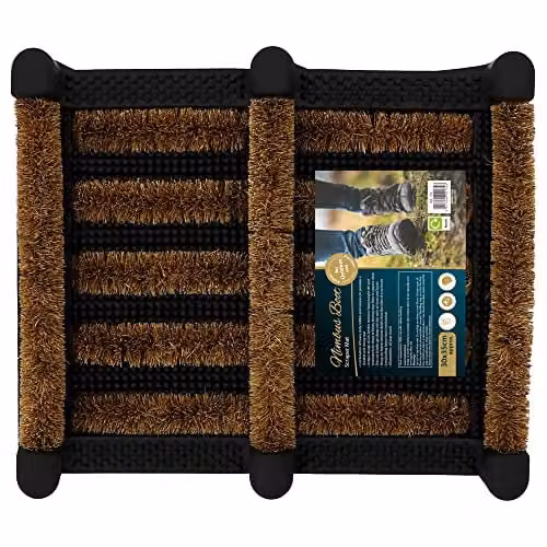 JVL Nimbus Rubber and Coir Boot Scraper Mat, Brown and Beige, W/D: 30 x 35 cm – 1