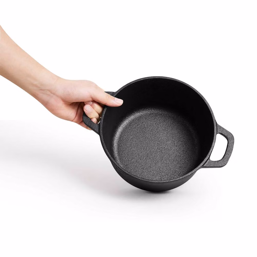 Living and Home 6L Cast Iron Dutch Oven Casserole Pot with Lid, Black – 3
