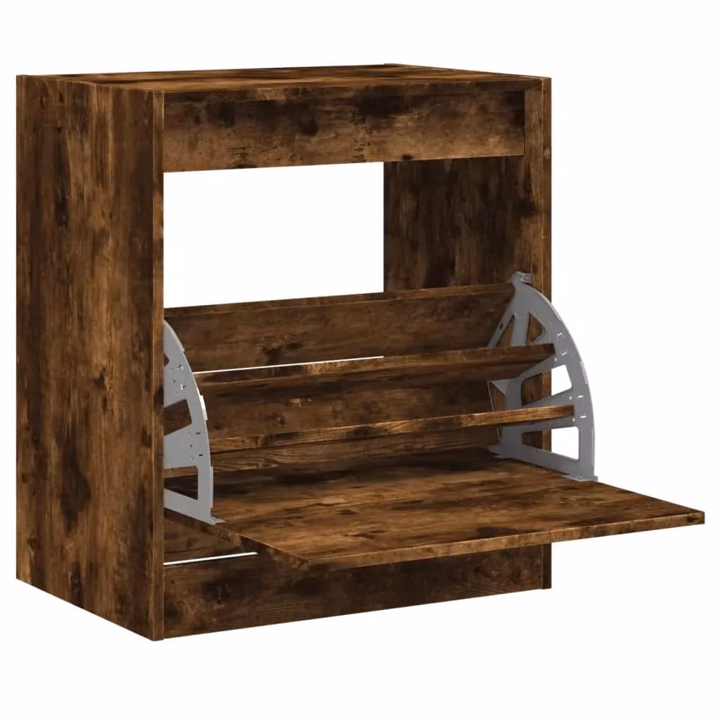 Berkfield Home Smoked Oak Shoe Cabinet in Brown, W/D/H: 60 x 42 x 69 cm – 2