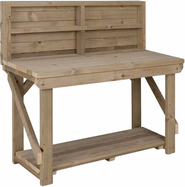 Arbor Garden Solutions Multi-colour Wooden Indoor Outdoor Workbench with Back Panel, Width: 120 cm