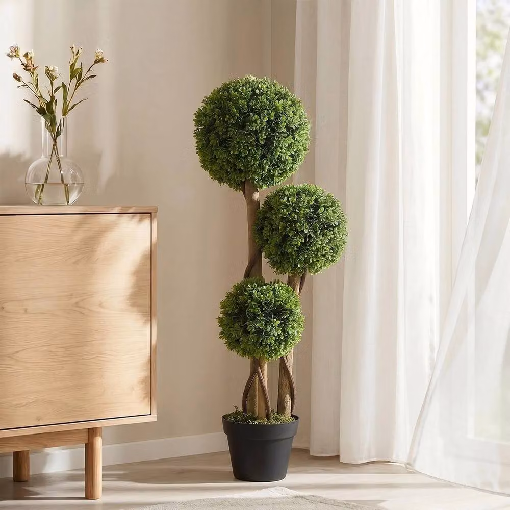 EONLION Green Artificial Boxwood Ball Topiary Tree, 100 cm – 4