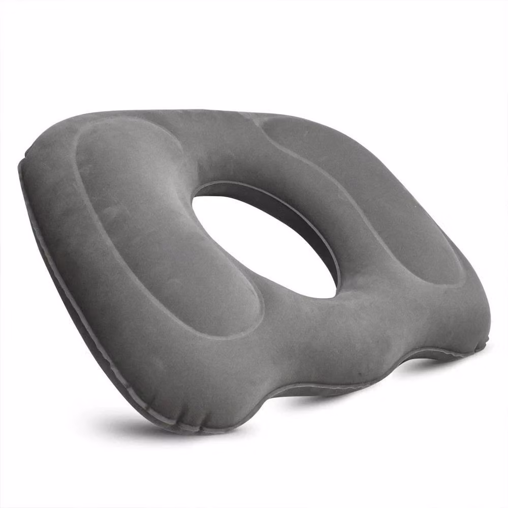 KORVIXA Grey Inflatable Medical Donut Seat Cushion, Height Adjustable and Refillable, W/D/H: 120 x 90 x 90 cm – 4