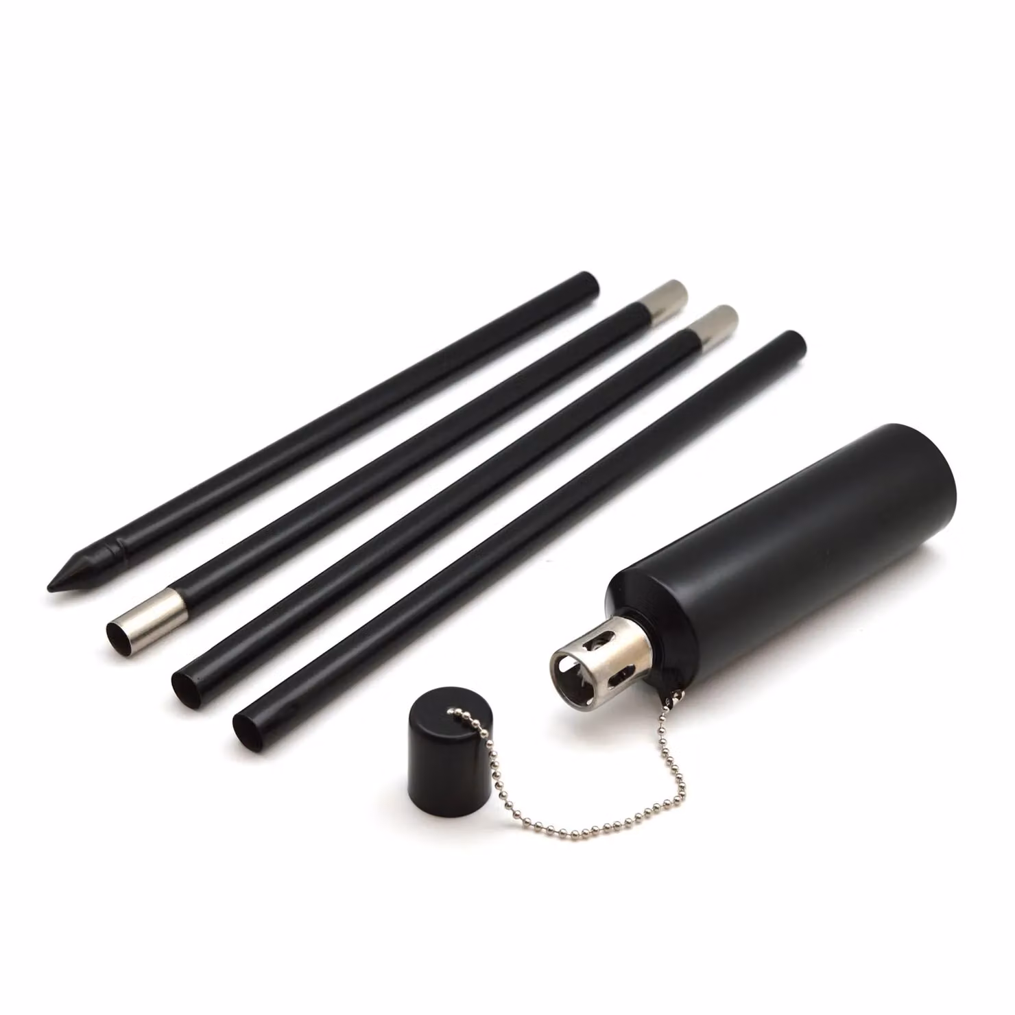 Harbour Housewares Set of 12 Black Metal Cylinder Tiki Outdoor Flame Torches with Ground Spike – 4