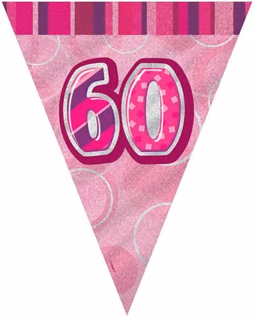 Unique Party Pink Glitz Paper Pennant Bunting for Birthday Parties