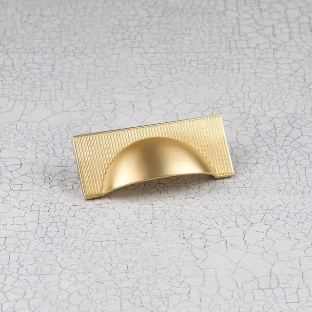 Handle & Home Ribbed Detailing Handles and Coordinating Knobs in Brushed Brass Gold Zinc