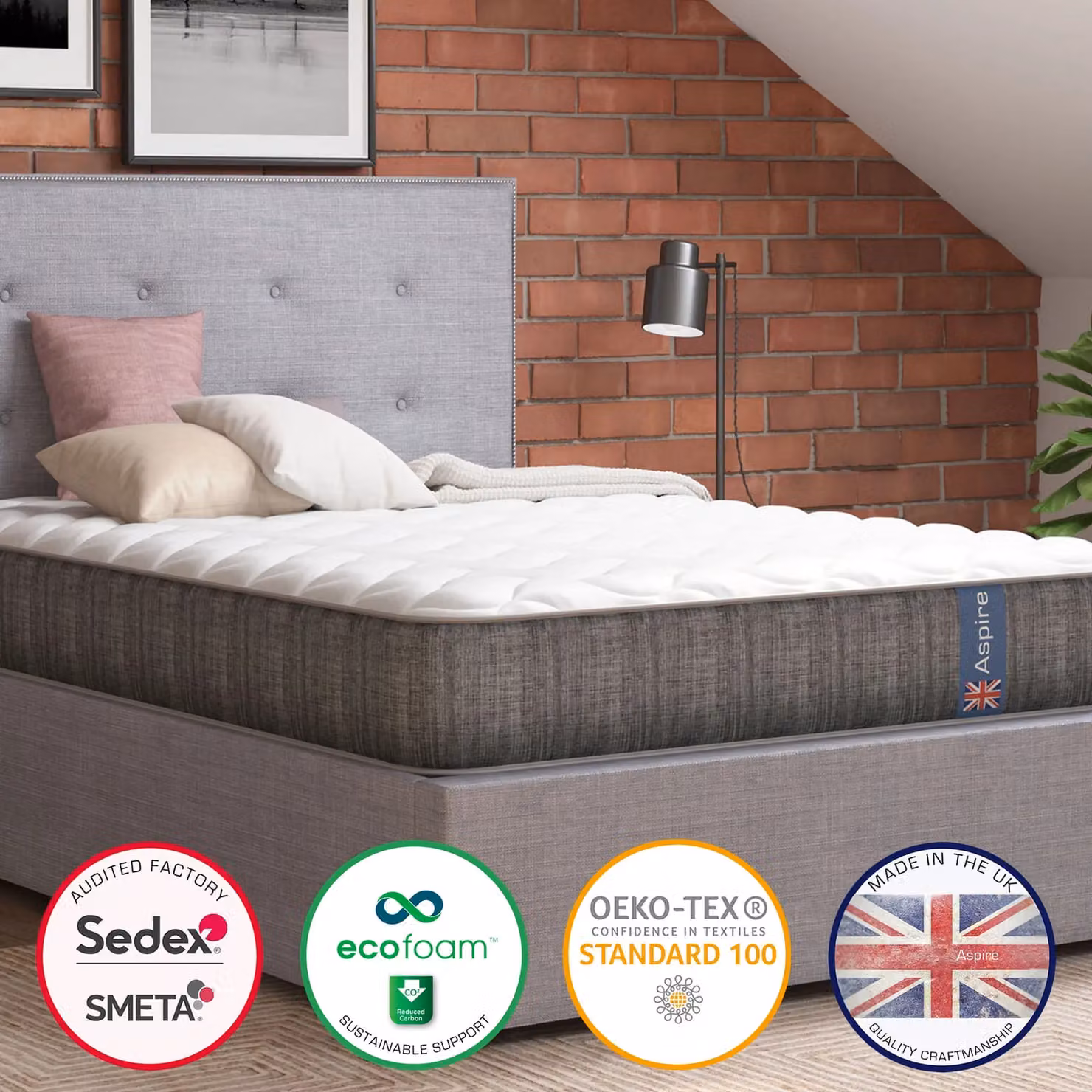 Aspire Airflow Hybrid Pocket+ Mattress in White, W/D/H: 180 x 200 cm – 4