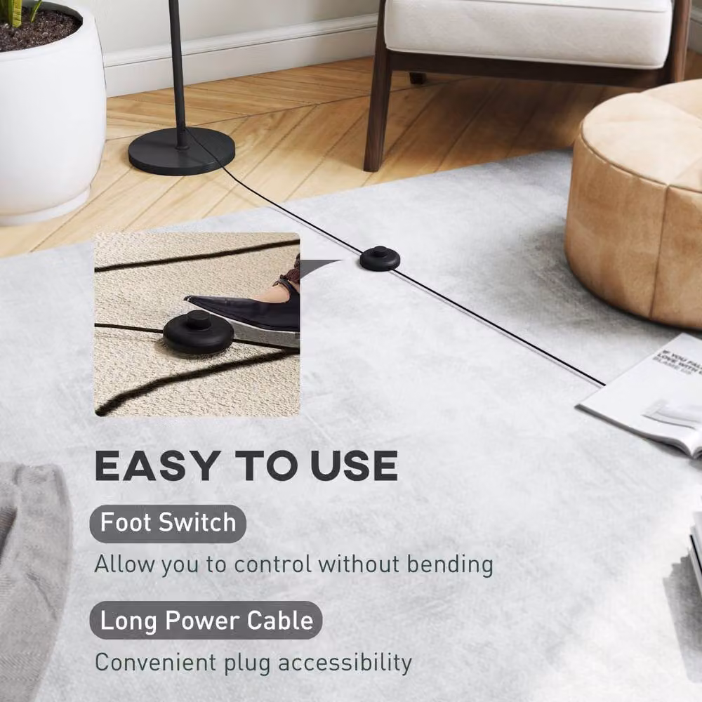 Wyld Haus Yolure White Modern Floor Lamp with 3D Printed Curved Shade and Foot Switch, Height: 147 cm – 6