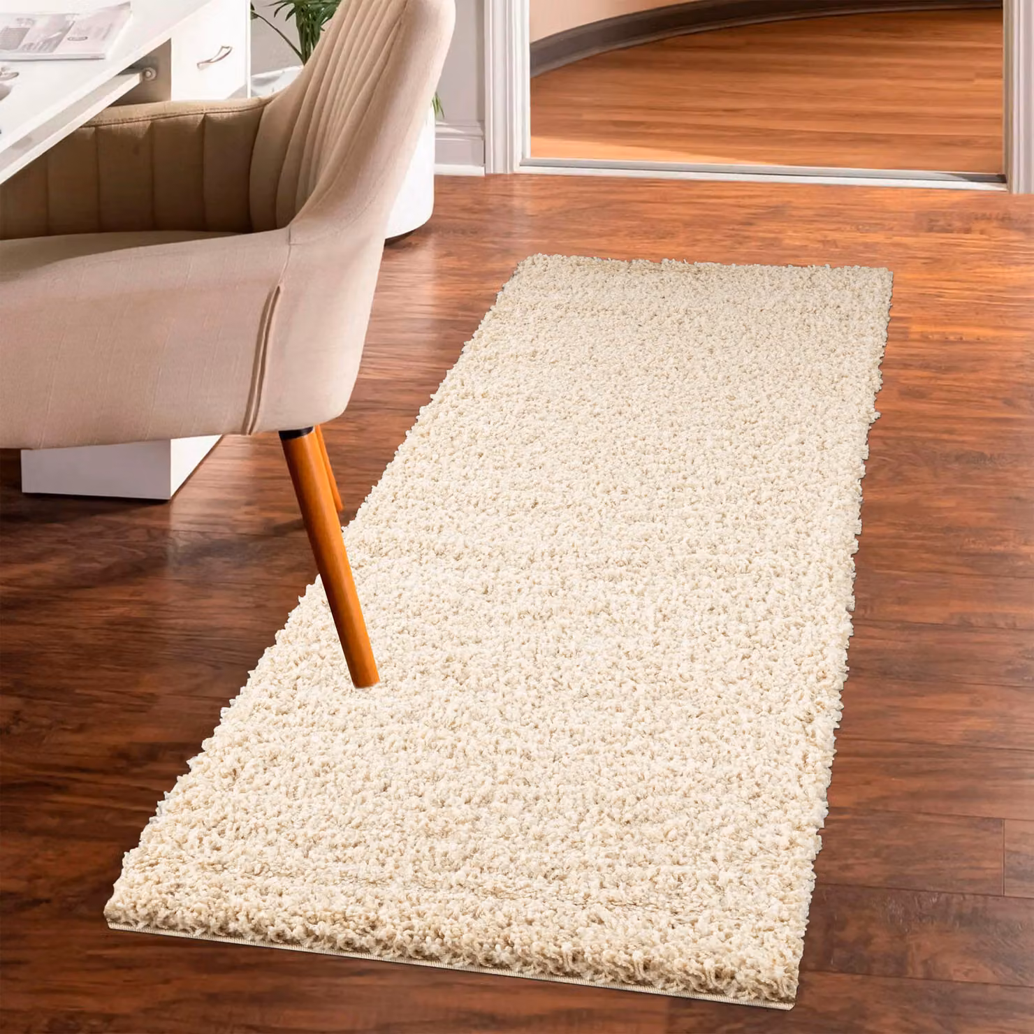 Smart Living Shaggy Area Rug in Light Beige, 60 x 110 cm, with 5 cm Pile Height – 3