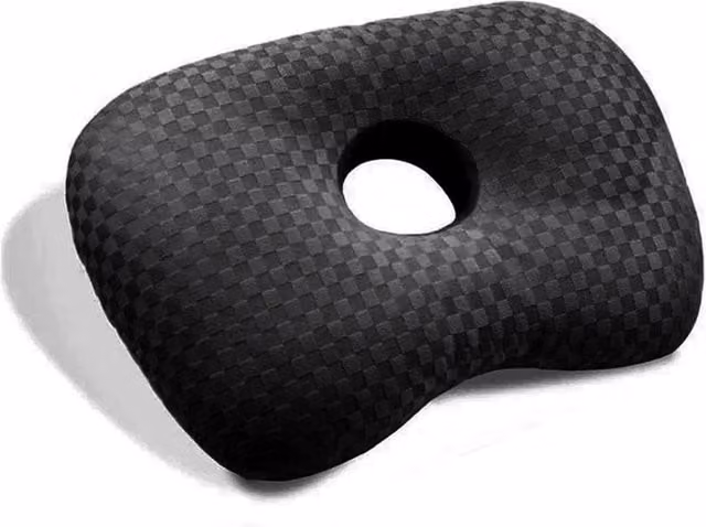 Kelvenix Black Single Pillow with Ear Hole for Ear Pain Relief and Removable Cotton Cover
