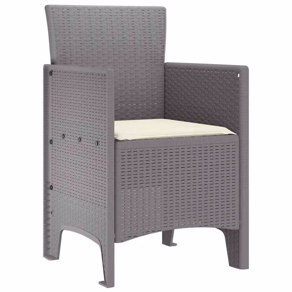 Berkfield Home Rattan Garden Chair Set of 4 in Light Grey with Cream White Cushions – 3