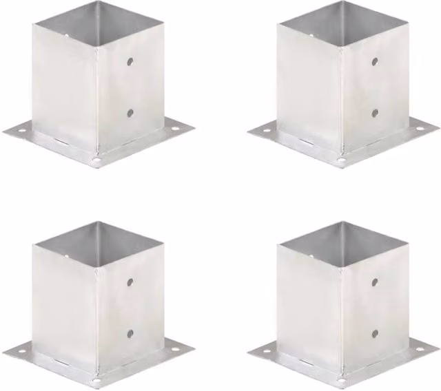 Berkfield Home Galvanised Metal Post Anchors, 4 Pack, Silver, 121 mm