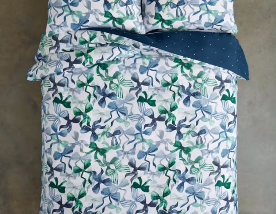 Deyongs Bows Print 200 Thread Count Cotton Rich Duvet Cover Set in Blue and Pink, W/D/H: 180 x 200 cm – 3