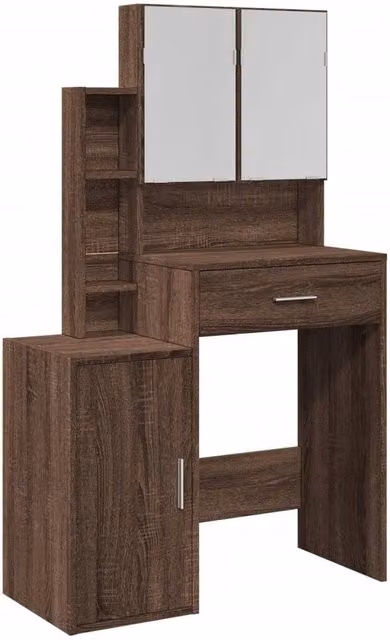 Berkfield Home Dressing Table with Cabinet in Brown Oak, W/D/H: 80 x 35 x 132 cm – 1