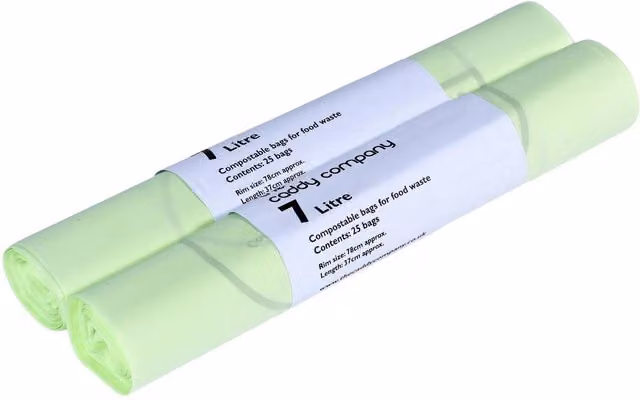 Caddy Company Compostable Food Waste Bin Bags, Green, 7 l