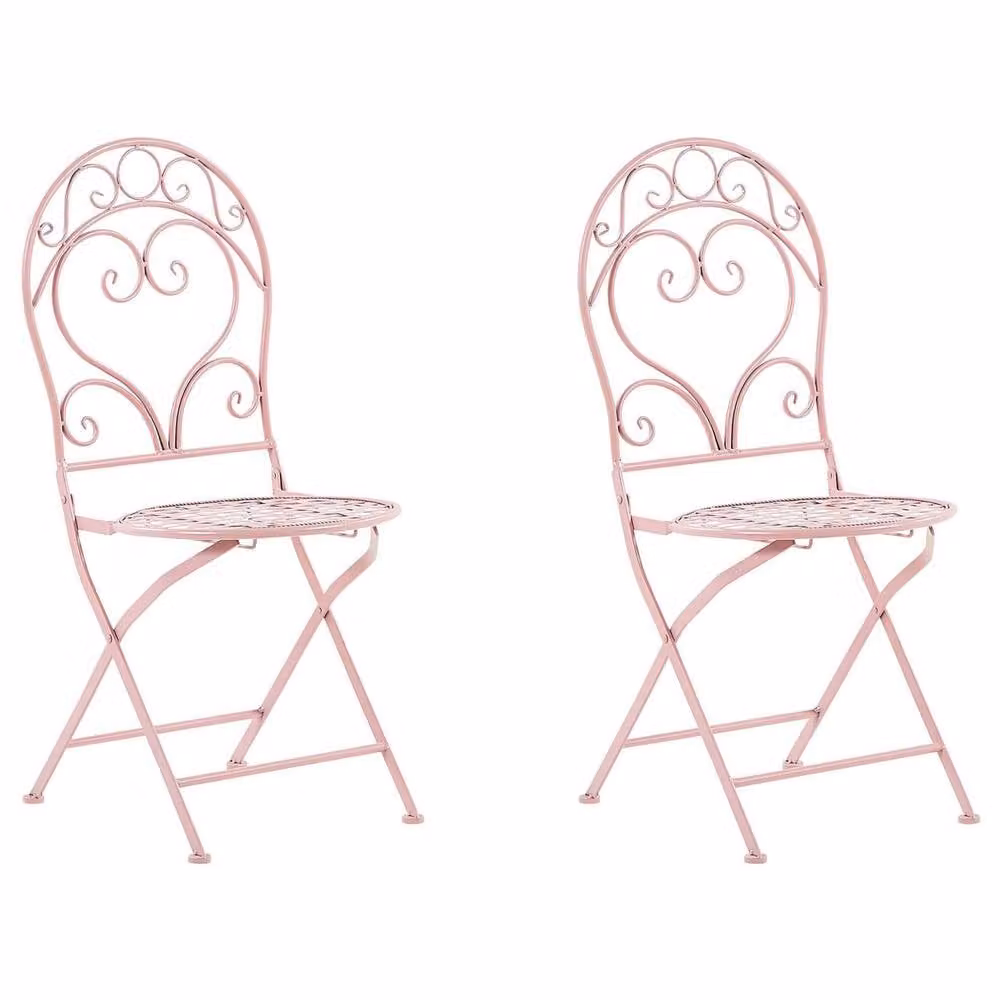 Wyld and Coco Pink Vintage Scrollback Iron Outdoor Chairs, 2-Pack – 2