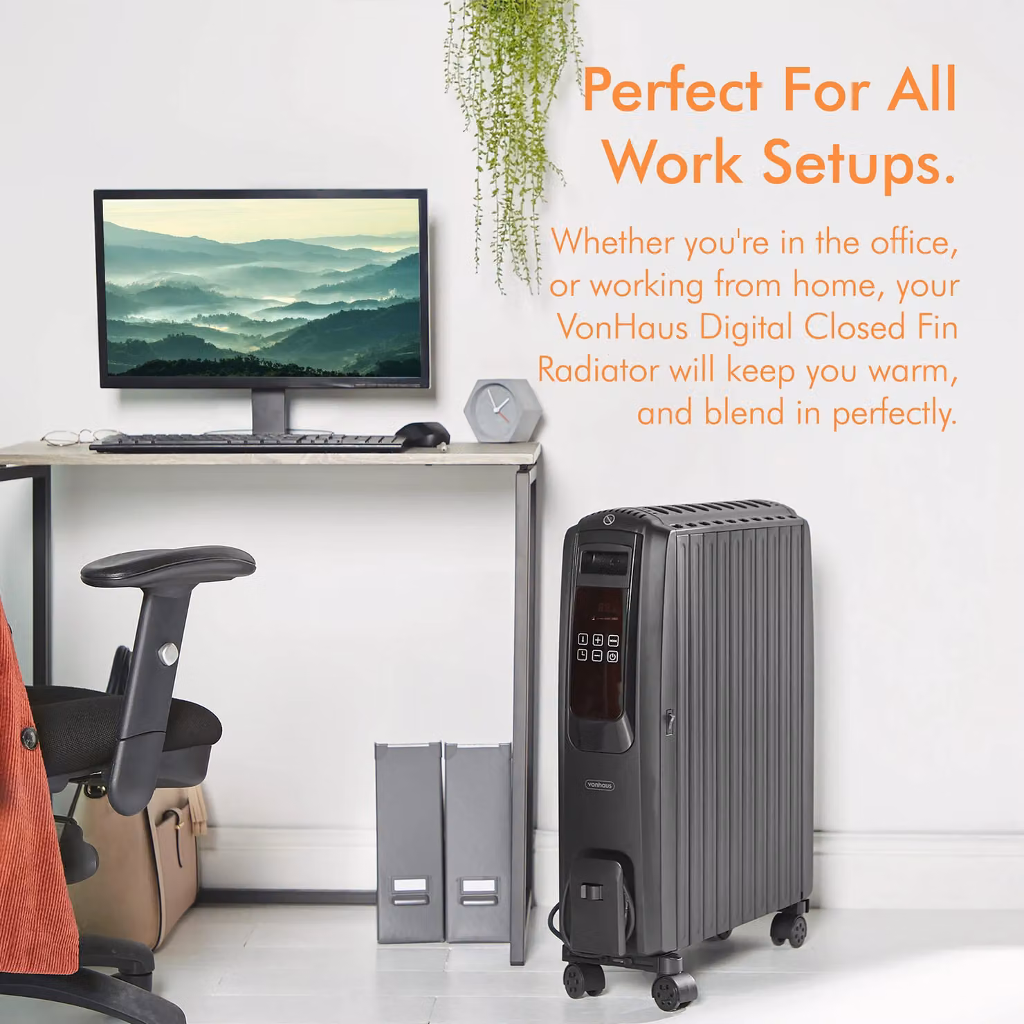 VonHaus Digital Freestanding Oil Filled Radiator in Black with Remote Control and Timer – 3