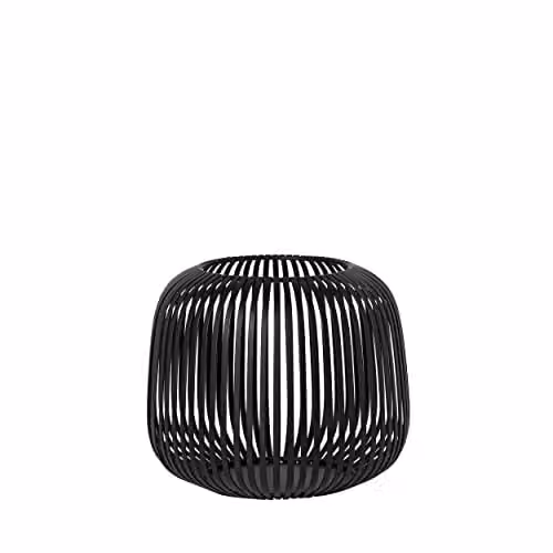Blomus LITO Metal Tabletop Pillar Lantern in Black, H: 20.0 cm, W: 17.0 cm, D: 1.0 cm