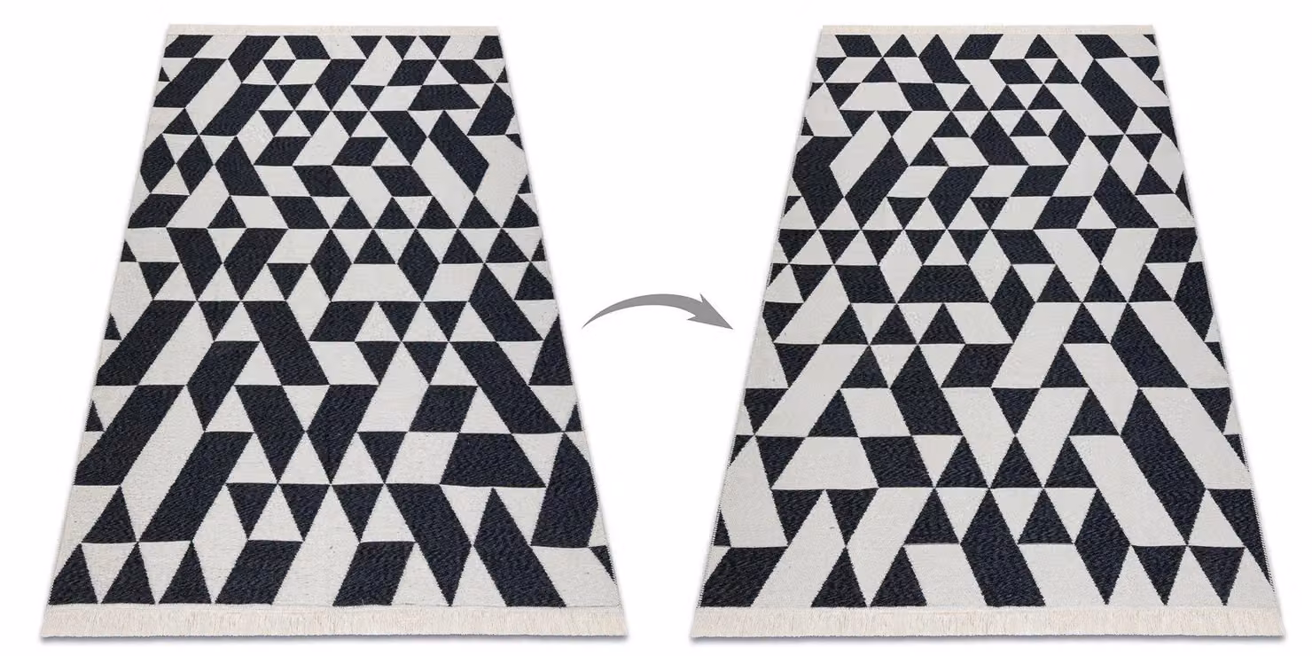 RugsX Twin Geometric Reversible Cotton Rug in Black, W: 90 cm, D: 60 cm, H: 1 cm – 4