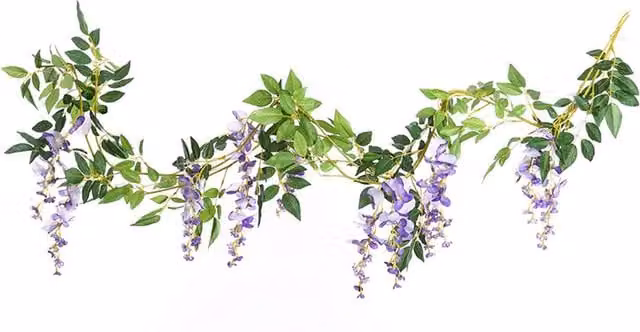 Livingandhome Set of 2 Purple Artificial Hanging Wisteria Flowers