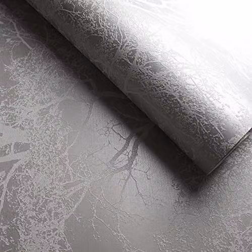 Holden Decor Whispering Trees Statement Wallpaper in Silver and Grey, Botanical Floral Design, Full Roll – 2