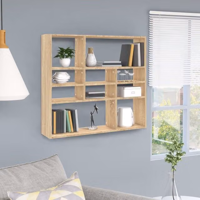 Berkfield Home Wall Shelf in Sonoma Oak Brown, W/D/H: 90 x 16 x 78 cm – 1