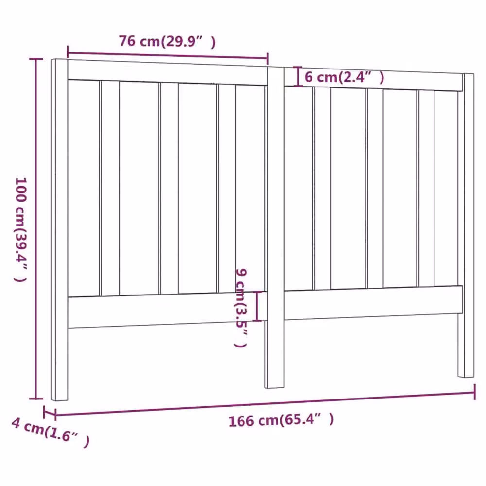 Berkfield Home Black Solid Pine Wood Bed Headboard, W/D/H: 166 x 4 x 100 cm – 4