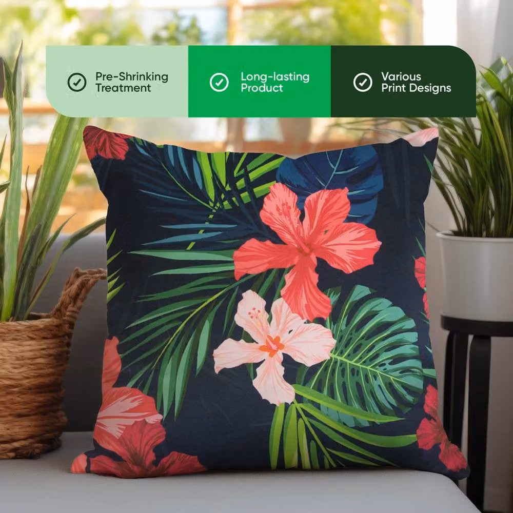Gardenwize Pack of 2 Multicolour Floral Tropical Leaf Square Scatter Cushions – 4