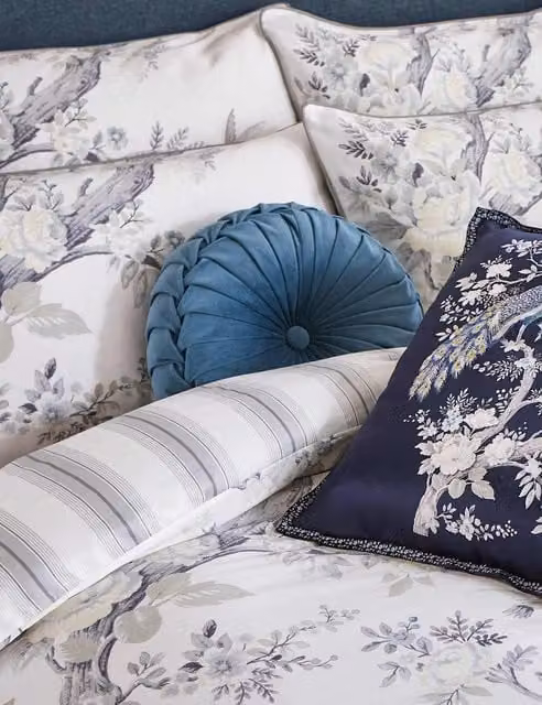 Laura Ashley Belvedere 2 Pack White Floral Pure Cotton Sateen Pillowcases