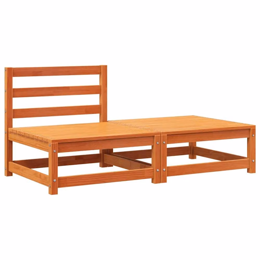 Berkfield Home Rustic Armless Garden Sofa with Footstool in Waxed Brown Solid Pine Wood – 2