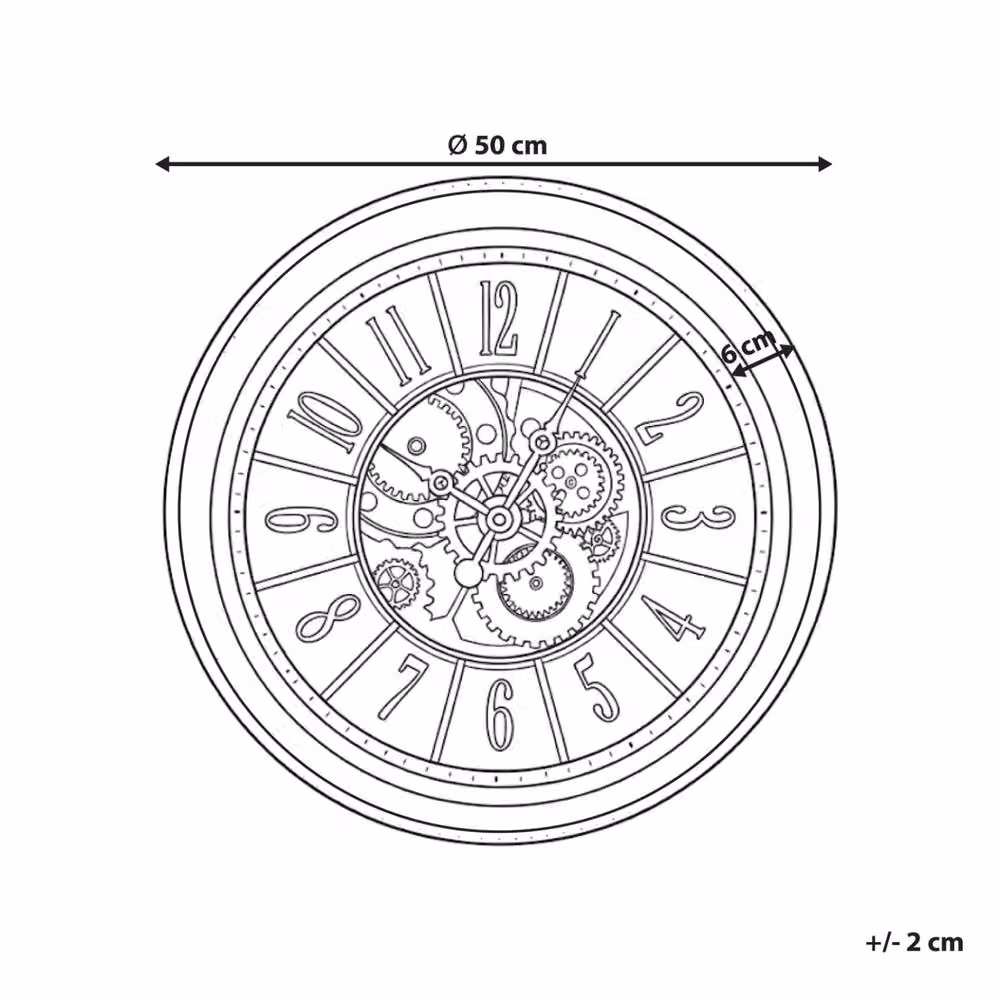 Wyld and Coco Industrial Gold Round Analog Wall Clock, Diameter: 50 cm – 3
