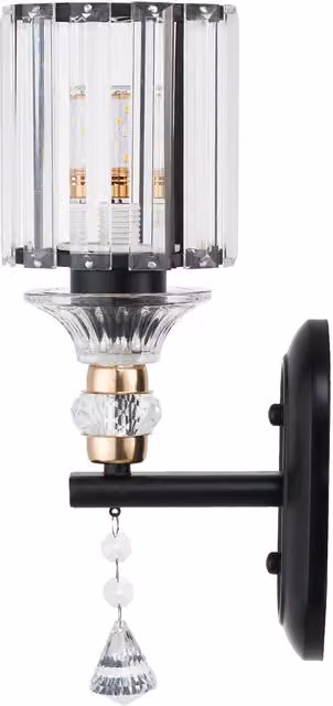 Living Star Modern Black and Transparent Crystal Wall Light Fixture