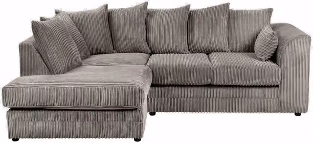 LUXURY LIFE Declan Grey Jumbo Cord Fabric Left Hand Facing Corner Sofa