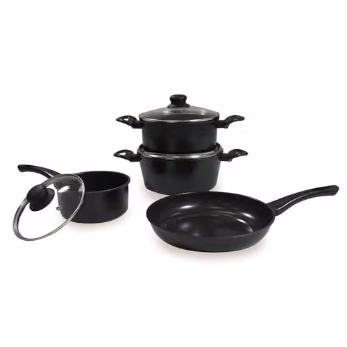 Carter & Clay 7 Piece Non-Stick Carbon Steel Cookware Pots and Pans Set in Black – 1