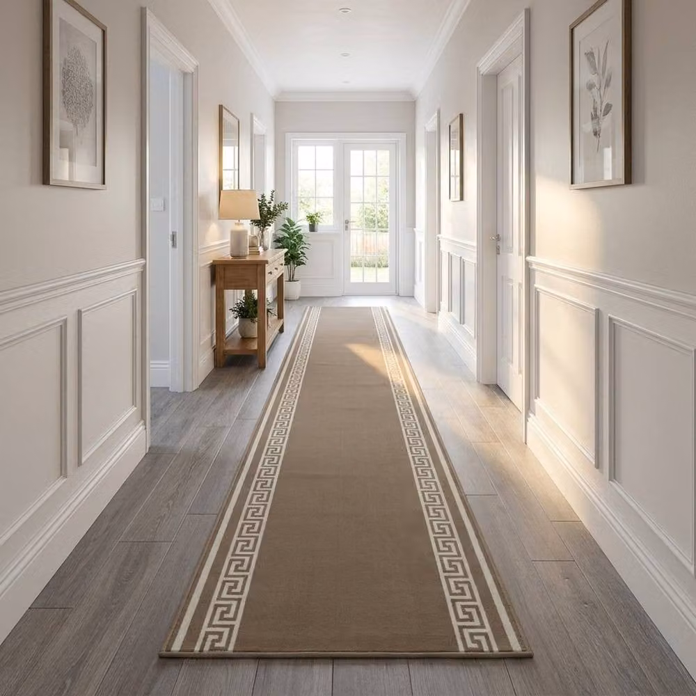 runrug Hand-Tufted Hallway Runner Rug in Brown, W/D/H: 60 x 180 x 0.9 cm – 3