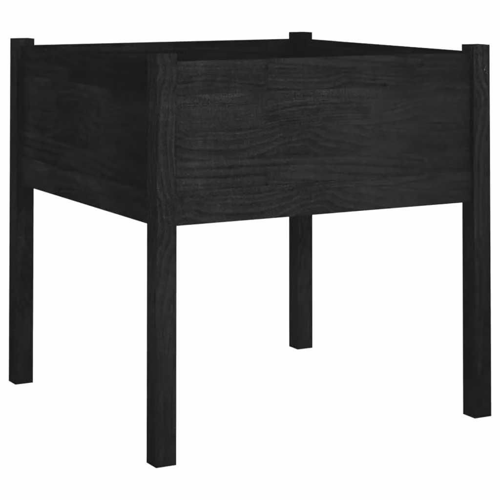 Berkfield Home Garden Black Solid Pinewood Planter Tubs, 2 Pack, W/D/H: 70 x 70 x 70 cm – 4