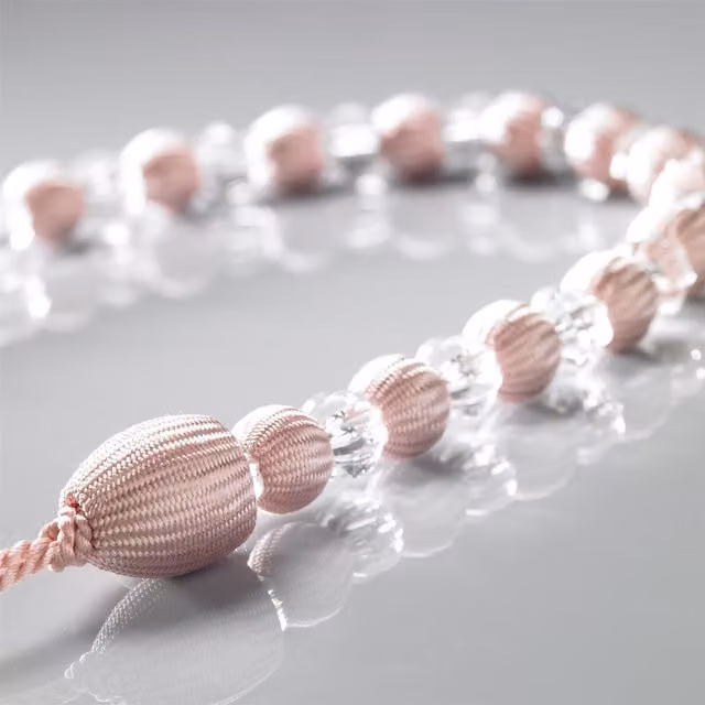 Livinluxury Pair of Pink Beaded Rope Curtain Tie Backs
