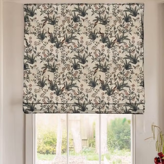 Linda Barker Rosa Fiore Linen Look Blackout Made To Measure Roman Blind in Beige