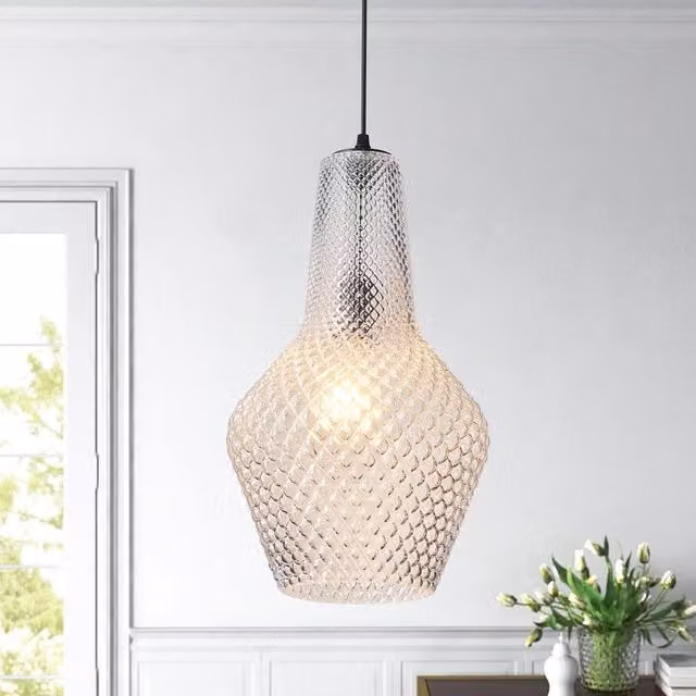 Garwarm 1 - Light Single Geometric Pendant in Transparent Glass and Black