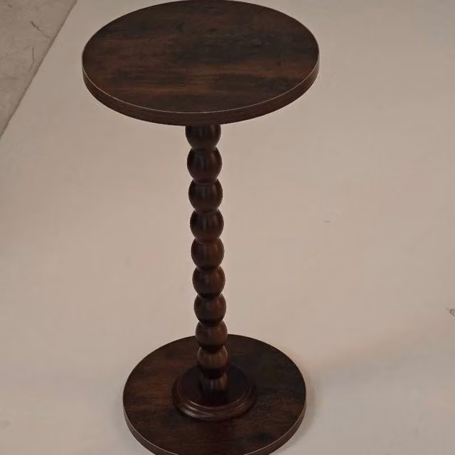 EONLION Round Burnt Wood Side Table in Brown, Diameter: 100 cm