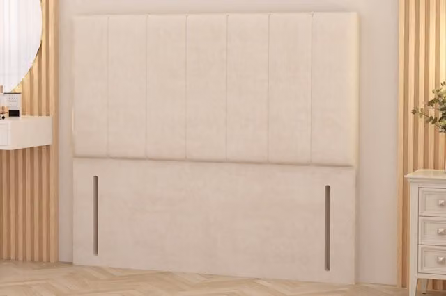 Somnior Austin Modern Upholstered Velvet Bed Frame in Beige, W/D/H: 180 x 200 x 137 cm