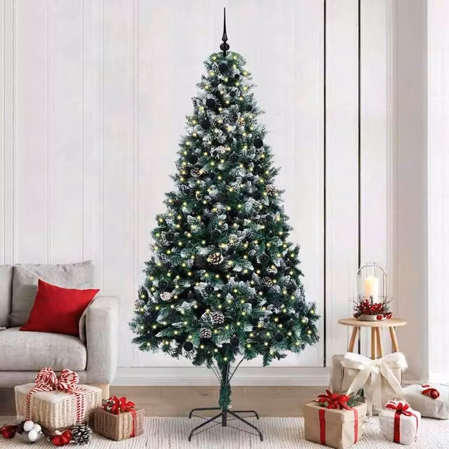 Berkfield Home Artificial Christmas Tree with 300 LEDs and Stand, Green, Height: 240 cm – 1