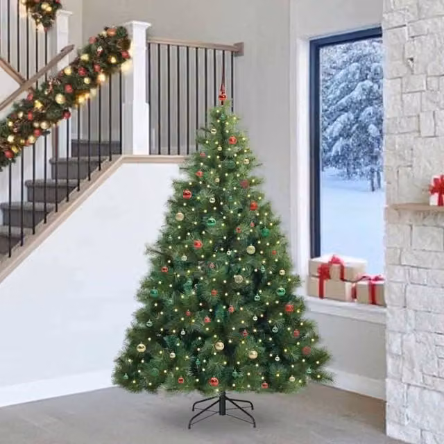 Berkfield Home Artificial Green Christmas Tree with 300 LEDs, Height: 240 cm – 1