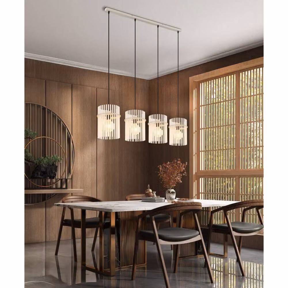 Globo Lighting Modern Bar Pendant Light in Beige with Glass Rods, Height: 140 cm – 3