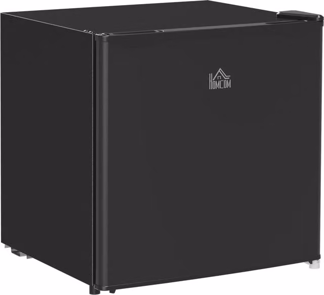 HOMCOM 46L Countertop Mini Fridge with Chiller Box and Reversible Door in Black – 1