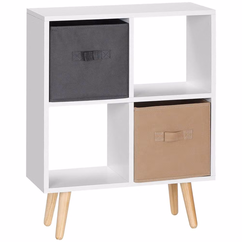 Wyld Haus Momo 4 Cube White Storage Unit with 2 Fabric Drawers, W/D/H: 69.5 x 54.5 x 24.0 cm – 2