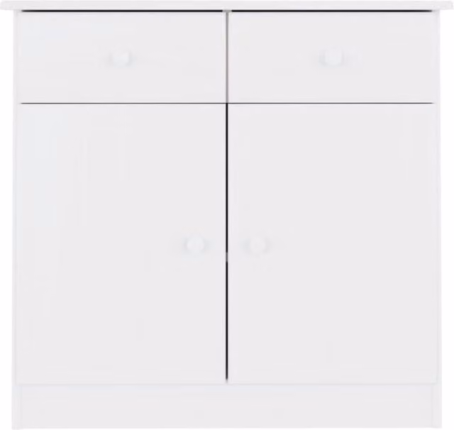 Berkfield Home ALTA White Sideboard in Solid Pine Wood, W/D/H: 77 x 35 x 73 cm