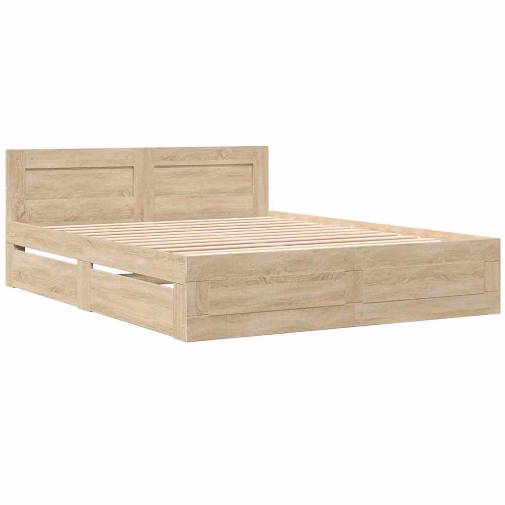 Berkfield Home Sonoma Bed Frame with Drawers in Brown, Engineered Wood, W: 153 cm x D: 203 cm – 2