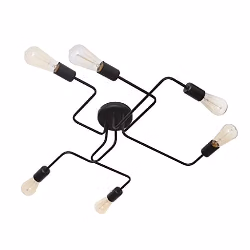 Netlighting Tube Multi Arm Semi Flush Ceiling Light in Black