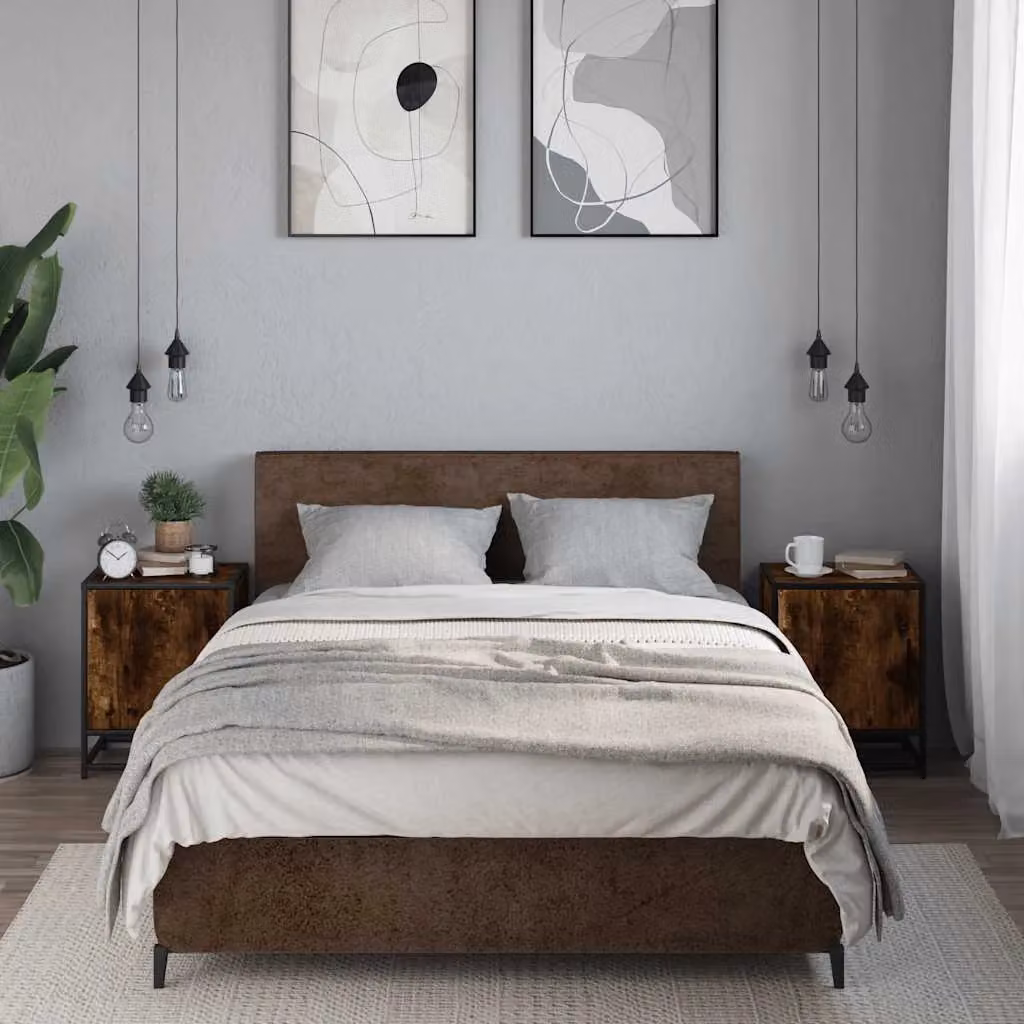 Berkfield Home Set of 2 Bedside Cabinets in Smoked Oak Brown, W/D/H: 40 x 31 x 50 cm – 3